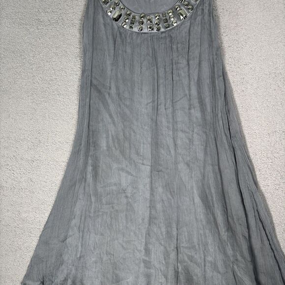 Laura Vann Women’s Size S Silk Gray Mini Dress Micro Pleat Layered Chiffon Jewel - Picture 3 of 16